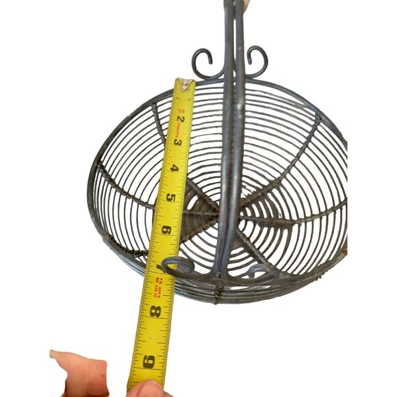 Vintage Chicken Egg Metal Wire Basket w Handle, Hand Tied, Weathered - Picture 7 of 9